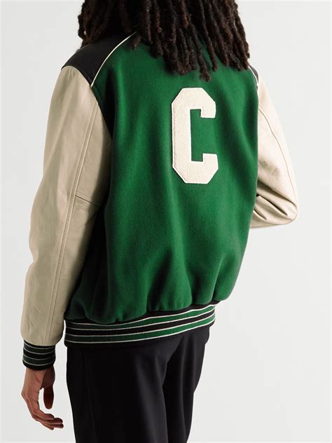 celine varsity jacket green|Celine homme bomber jacket.